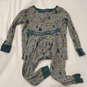 Cat & Jack Kids Pajama Set - Gray with Green and Teal Details